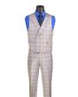 Vinci Men's 3 Piece Modern Fit Suit - Electric Windowpane