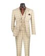 Vinci Men's 3 Piece Modern Fit Suit - Electric Windowpane