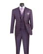 Vinci Men's 3 Piece Modern Fit Suit - Electric Windowpane