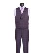 Vinci Men's 3 Piece Modern Fit Suit - Electric Windowpane