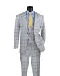 Vinci Men's 3 Piece Modern Fit Suit - Smooth Windowpane