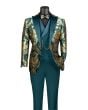 Vinci Men's Outlet 3 Piece Modern Fit Suit - Luxurious Jacquard