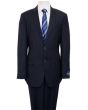 ZeGarie Men's 2 Piece 100% Wool Executive Suit - Navy Birdseye