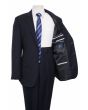ZeGarie Men's 2 Piece 100% Wool Executive Suit - Navy Birdseye