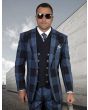 Statement Men's Outlet 100% Wool 3 Piece Suit - Smooth Plaid