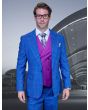 Statement Men's 100% Wool 3 Piece Suit - Vibrant Vest