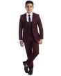 Perry Ellis Outlet Boy's 5 Piece Suit with Shirt & Tie - U Shaped Vest