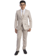 Perry Ellis Outlet Boy's 5 Piece Suit with Shirt & Tie - U Shaped Vest