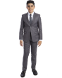 Perry Ellis Outlet Boy's 5 Piece Suit with Shirt & Tie - U Shaped Vest
