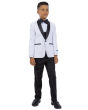 Perry Ellis Boy's 5 Piece Suit with Shirt & Tie - Black U Cut Vest