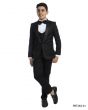 Perry Ellis Boy's 5 Piece Suit with Shirt & Tie - Black U Cut Vest