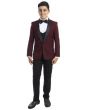 Perry Ellis Boy's 5 Piece Suit with Shirt & Tie - Black U Cut Vest