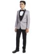 Perry Ellis Boy's 5 Piece Suit with Shirt & Tie - Black U Cut Vest