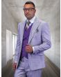 Statement Men's 100% Wool 3 Piece Suit - Stylish Windowpane