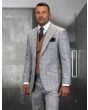 Statement Men's 100% Wool 3 Piece Suit - Stylish Windowpane