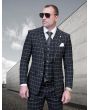 Statement Men's 3 Piece 100% Wool Modern Fit Suit - Classic Windowpane