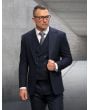 Statement Men's Outlet 3 Piece 100% Wool Fashion Suit - Light Stripes