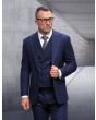 Statement Men's 3 Piece 100% Wool Fashion Suit - Light Stripes