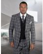 Statement Men's 100% Wool 3 Piece Suit - Light Windowpane