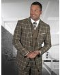 Statement Men's Outlet 100% Wool 3 Piece Suit - Light Windowpane