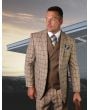 Statement Men's 3 Piece 100% Wool Fashion Suit - Windowpane