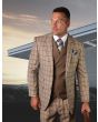Statement Men's Outlet 3 Piece 100% Wool Suit - Textured Windowpane
