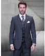 Statement Men's Outlet 3 Piece 100% Wool Cashmere Suit - Sleek Windowpane