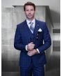 Statement Men's Outlet 3 Piece 100% Wool Cashmere Suit - Sleek Windowpane