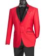 Vinci Men's 2 Pc Sharkskin Slim Fit Suit - Trimmed Shawl Collar