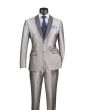 Vinci Men's 2 Pc Sharkskin Slim Fit Suit - Trimmed Shawl Collar