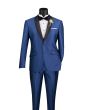 Vinci Men's 2 Pc Sharkskin Slim Fit Suit - Trimmed Shawl Collar