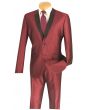 Vinci Men's 2 Pc Sharkskin Slim Fit Suit - Trimmed Shawl Collar