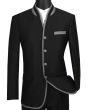 Vinci Men's 2 Piece Slim Fit Nehru Outlet Suit - Sharkskin