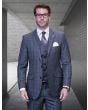 Statement Men's 100% Wool Cashmere 3 Piece Suit - Bold Windowpane