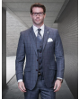 Statement Men's Outlet 100% Wool Cashmere 3 Piece Suit - Bold Windowpane