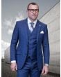 Statement Men's 100% Wool Cashmere 3 Piece Suit - Bold Windowpane