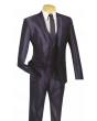 Vinci Men's Wool Feel 3 Piece Ultra Slim Fit Suit - Sharkskin