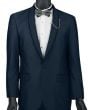 Vinci Men's 2pc Sharkskin Slim Fit Suit - Trimmed Shawl Lapel