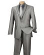 Vinci Men's Sharkskin Slim Fit Suit - Trimmed Shawl Lapel