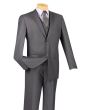 Vinci Men's 3 Piece Slim Fit Executive Style Suit - Flat Front Pants