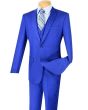 Vinci Men's 3 Piece Slim Fit Executive Style Suit - Flat Front Pants