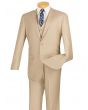 Vinci Men's 3 Piece Slim Fit Executive Style Suit - Flat Front Pants