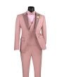 CCO Men's Outlet 3 Piece Wool Feel Slim Fit Suit - Contrasted Lapel