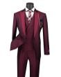 Vinci Men's 3 Piece Wool Feel Slim Fit Suit - Textured Jacquard