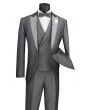 Vinci Men's 3 Piece Wool Feel Slim Fit Suit - Textured Jacquard