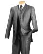 Vinci Men's 3 Piece Wool Feel Slim Fit Outlet Suit - Textured Solid