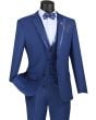 Vinci Men's 3 Piece Slim Fit Outlet Suit - Lapel Accent