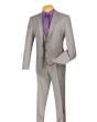 Vinci Men's 3 Piece Wool Feel Slim Fit Suit - Lapel Accent