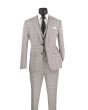 Vinci Men's 3 Piece Slim Fit Suit - Glen Plaid