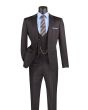 Vinci Men's 3 Piece Slim Fit Suit - Double Breasted Vest